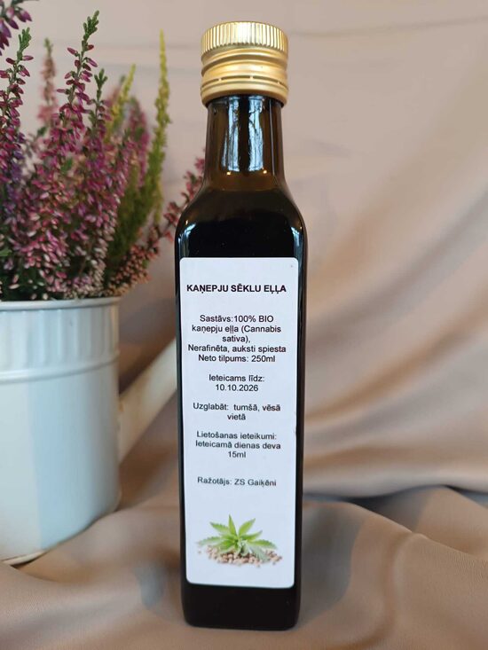 Kaņepju sēklas eļļa BIO, 250 ml